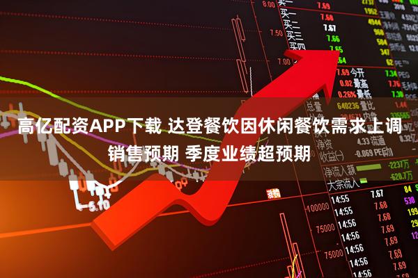 高亿配资APP下载 达登餐饮因休闲餐饮需求上调销售预期 季度业绩超预期