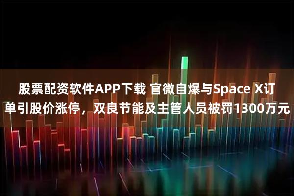 股票配资软件APP下载 官微自爆与Space X订单引股价涨停，双良节能及主管人员被罚1300万元